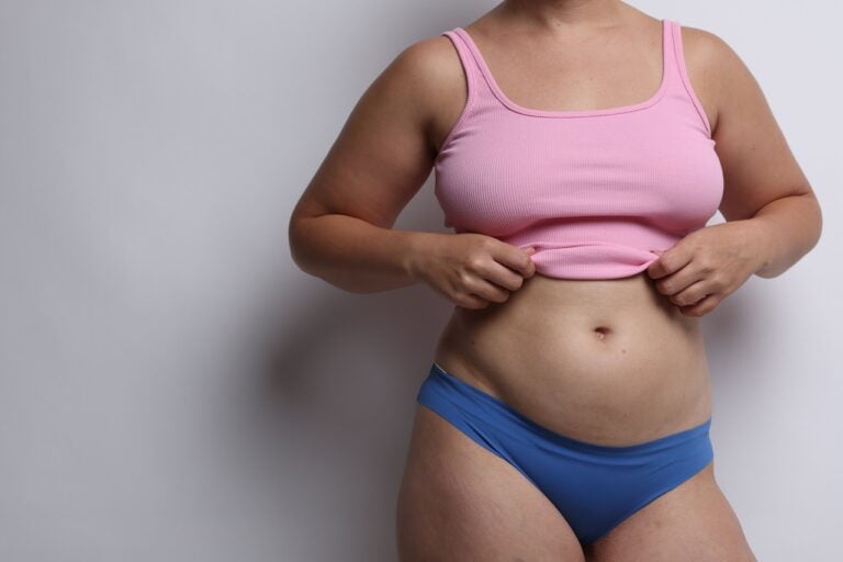 woman in pink and blue underwear